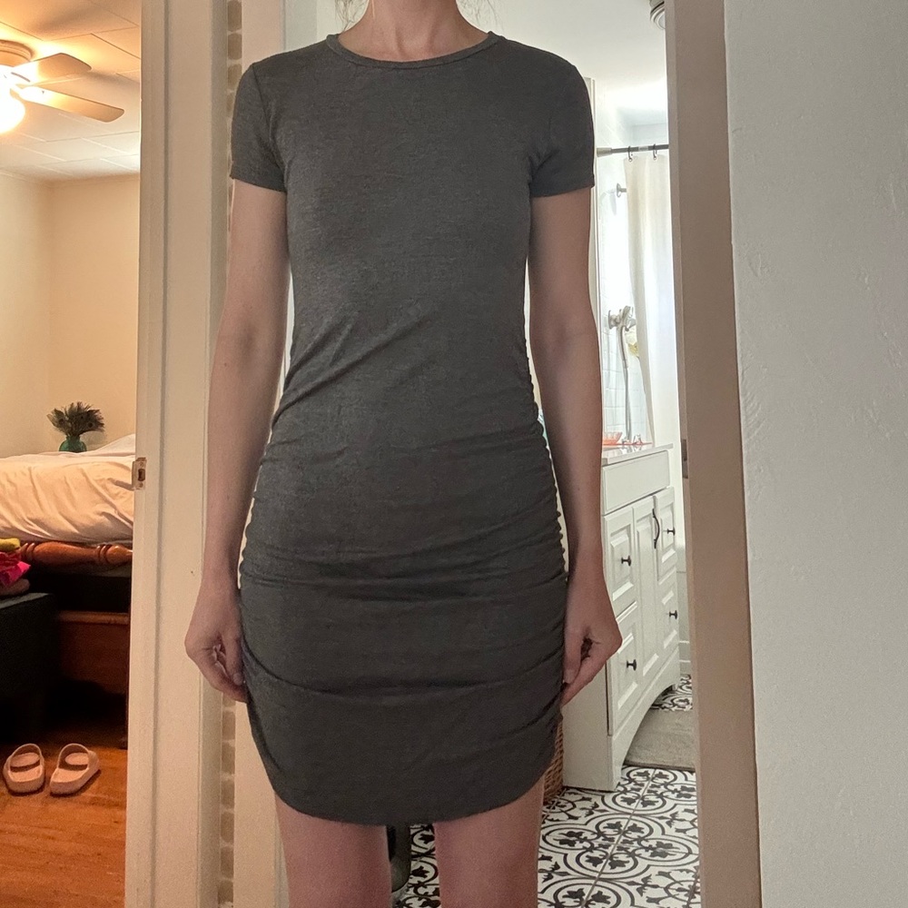 Gray Ruched Bodycon Dress